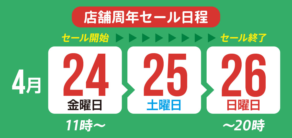 20周年セール日程(店舗)